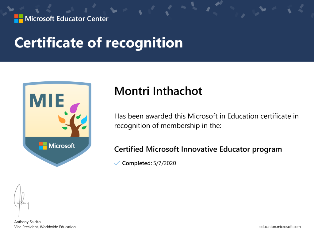 Certified Microsoft Innovative Educator Program