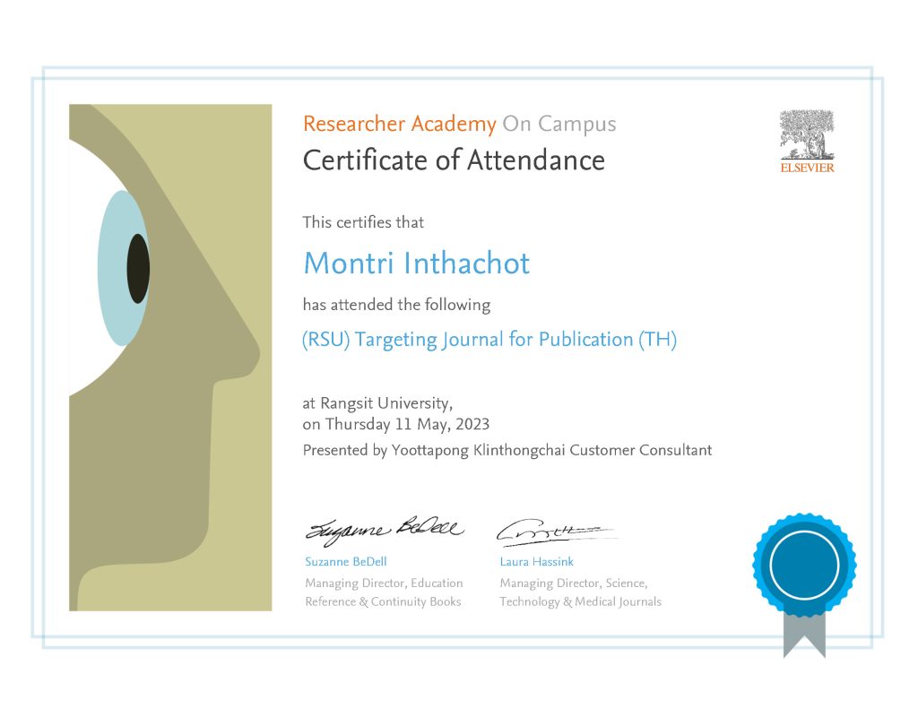 Certificate of Attendance Targeting Journal for Publication